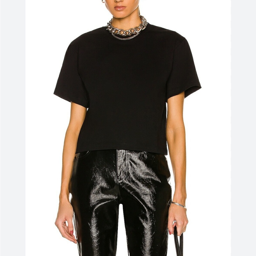 Helmut Lang Logo Black Crop Tee Size S Minimalist Scandi Girl City Streetwear